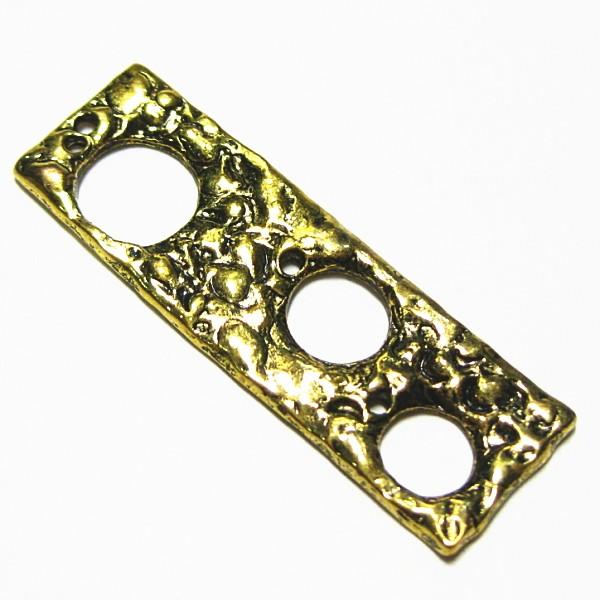 3144-《メタルチャーム・パーツ》　穴あきプレート　金古美　４０x１３mm　６個/１セット | 