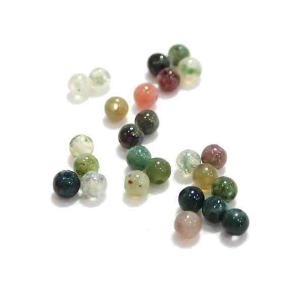 3253-天然石 3mm丸玉 インディアンアゲート 25粒 | 