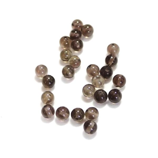 3258-天然石 3mm丸玉 スモーキークオーツ 25粒 | 