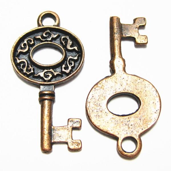 3359-《メタルチャーム・パーツ》　鍵　銅古美　３０ｘ１５mm　１０個/１セット | 