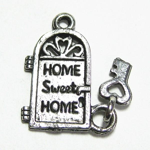 3396-【ＮＹピューター】　とびらハートキー　チャーム　銀古美　１１mm　５個/１セット | 