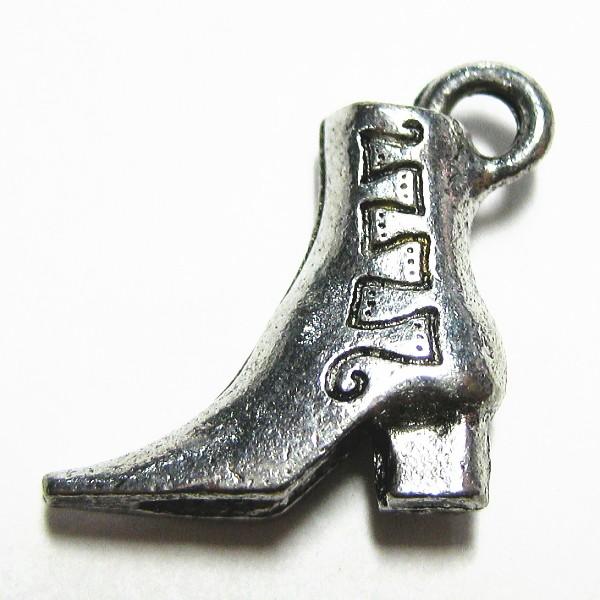 3402-【ＮＹピューター】　ブーツ　チャーム　銀古美　１４mm　５個/１セット | 