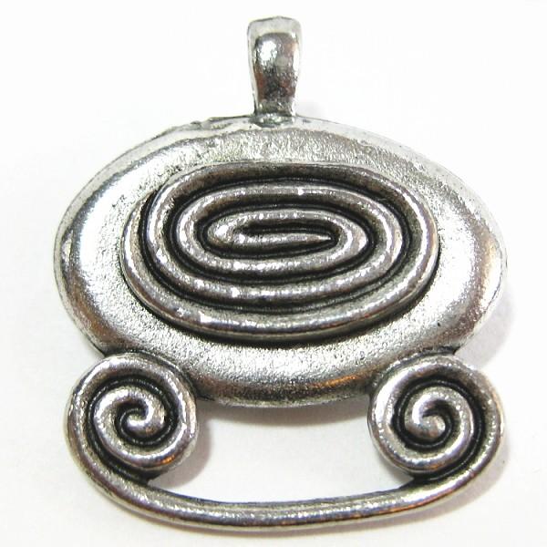 3453-【ＮＹピューター】　エスニックドロップ　チャーム　銀古美　２１mm　５個/１セット | 