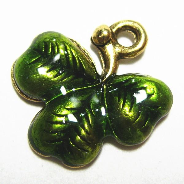 3471-【ＮＹピューター】　三つ葉のクローバー　チャーム　金色　２０mm　５個/１セット | 