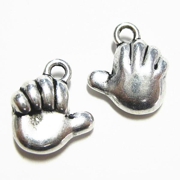 3491-《メタルチャーム・パーツ》　手　銀古美　１３ｘ１１mm　２０個/１セット | 