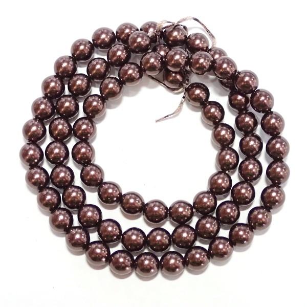 3641-《チェコグラスパール》　 チョコレート　６mm丸玉　約４２cm　１本/１パック | 