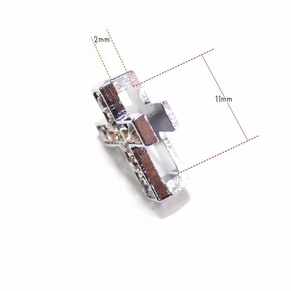 3711-《ラインストーン》　クロス　サイドホール　クリア/Ｓ　１５ｘ１３mm　２個/１パック |  | 02