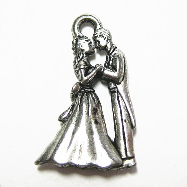 3747-【ＮＹピューター】　ソーシャルダンス　チャーム　銀古美　１２mm　５個/１セット | 