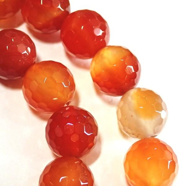 3856-《天然石カット丸玉１連》　カーネリアン　１２mm　１本/約３８cm |  | 01