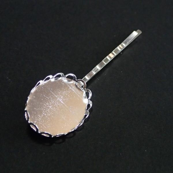 3881-【ヘアーパーツ】　ヘアピン　ホワイトシルバー　長さ62mm　皿内径16×23mm　4個/１セット |  | 01