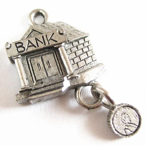 3900-【ＮＹピューター】　銀行　チャーム　銀古美　１６mm　５個/１セット | 