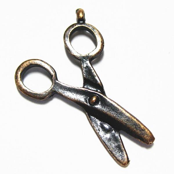 3916-《メタルチャーム・パーツ》　はさみ　銅古美　３２ｘ１９mm　１０個/１セット | 