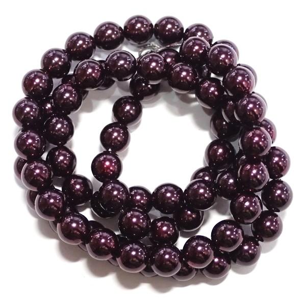 3978-《チェコグラスパール》　プラム　８mm丸玉　約５５cm　１本/１パック | 