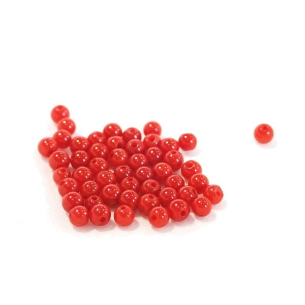 3996-天然石 2mm丸玉 竹珊瑚(赤) 50粒 | 