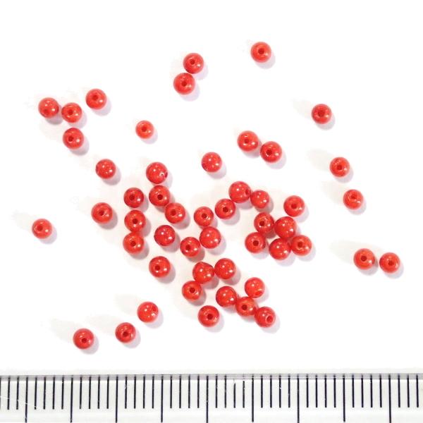 3996-天然石 2mm丸玉 竹珊瑚(赤) 50粒 |  | 01
