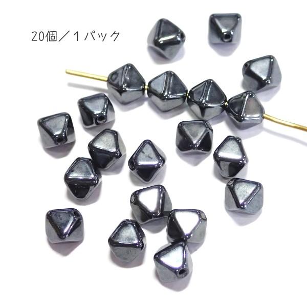 40044-【チェコAssort】　ヘマタイト　バイコーン　６ｍｍ　２０個/１パック | 