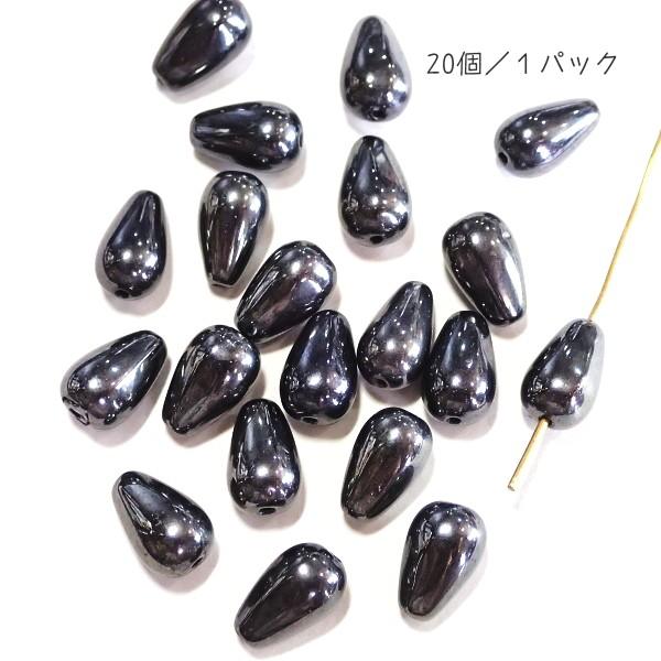 40049-【チェコAssort】　ヘマタイト　ドロップ　１０x６ｍｍ　２０個/１パック | 