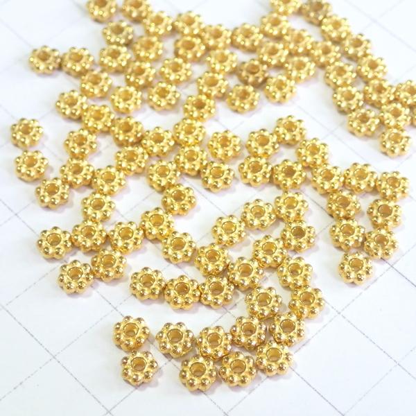 4046-《メタルチャーム・パーツ》　スペーサービーズ　金色　５mm　１００個/１セット | 