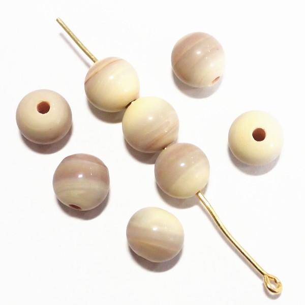 4067-〔ガラス〕　ランプビーズ　ラウンド　ブラウンベージュ　８mm　８個/１パック | 