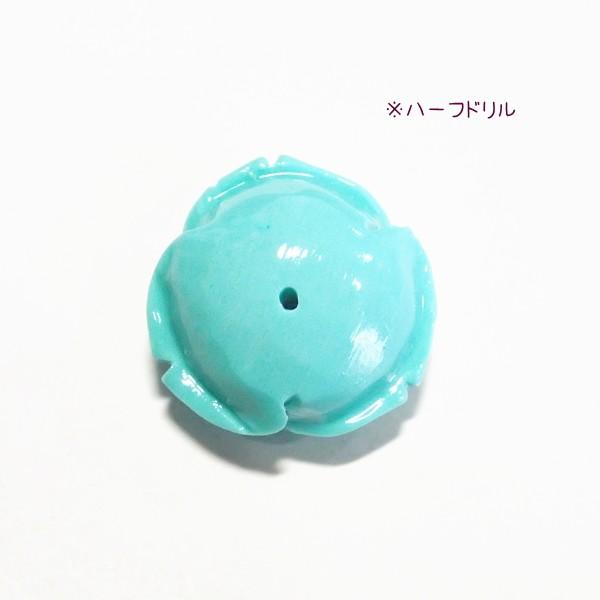 4092-【人造コーラル】　薔薇　ブルーグリーン　ハーフドリル　２５mm　１個 |  | 01