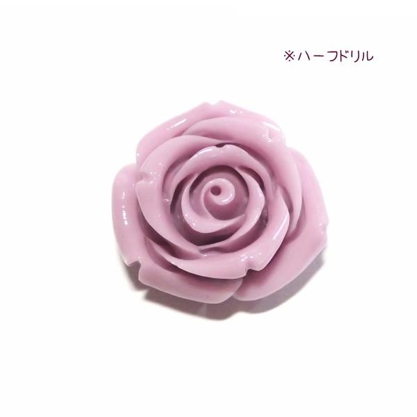 4097-【人造コーラル】　薔薇　ラベンダー　ハーフドリル　２５mm　１個 | 
