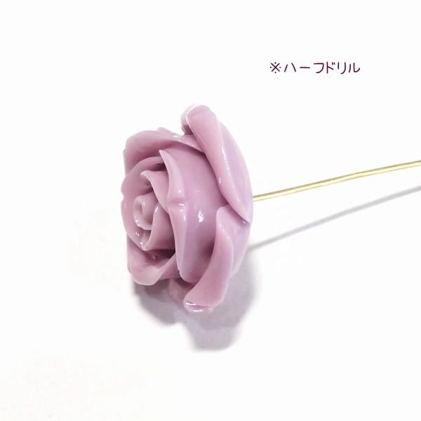 4097-【人造コーラル】　薔薇　ラベンダー　ハーフドリル　２５mm　１個 |  | 02