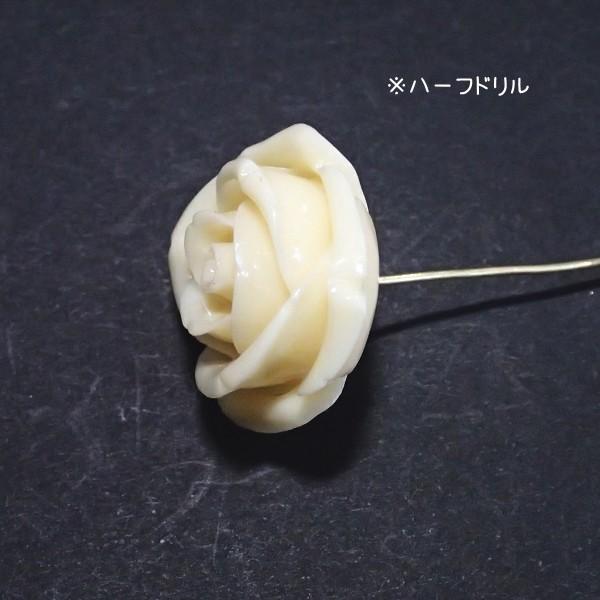 4100-【人造コーラル】　薔薇　クリーム　ハーフドリル　２５mm　１個 |  | 02
