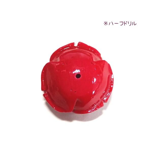 4101-【人造コーラル】　薔薇　レッド　ハーフドリル　２５mm　１個 |  | 01