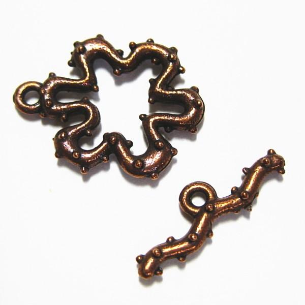 4142-《トグル》　ＮＹピューター　フラワー　銅古美　花部分１７mm　５ペア/１セット | 