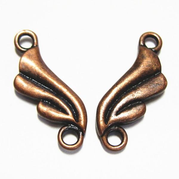 4184-《メタルチャーム・パーツ》　ウイングコネクター　真鍮製　銅古美　１２x１５mm　２個/１セット | 
