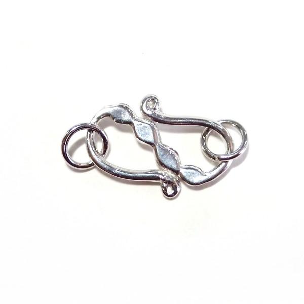 4187-【シルバー９２５】　スターリングシルバー　Ｓ字クラスプ　丸カンセット　１７ｘ２mm　１セット | 