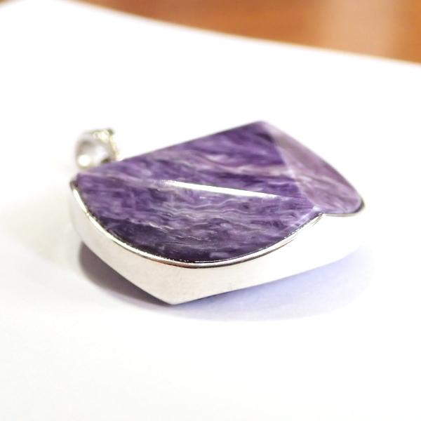 4199-《天然石ペンダント》　チャロアイト（カット有）シルバーペンダントトップ　２６．７mm（１２．３ｇ）　１個 |  | 02