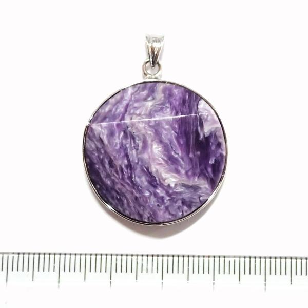 4199-《天然石ペンダント》　チャロアイト（カット有）シルバーペンダントトップ　２６．７mm（１２．３ｇ）　１個 |  | 03