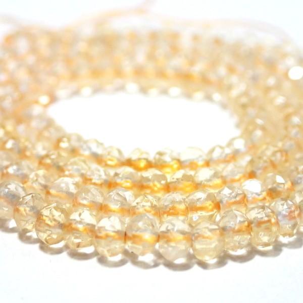 4214-《天然石　1連売り》　シトリン　ロンデルカット　平均３．５x２．５mm　1本約４０cm |  | 01