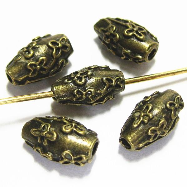 4233-《メタルチャーム・パーツ》　ビーズ　真鍮古美　１０．５x６mm　１０個/１セット | 