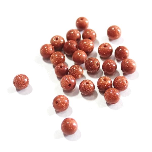 4283-天然石 4mm丸玉 ゴールドストーン 25粒 | 