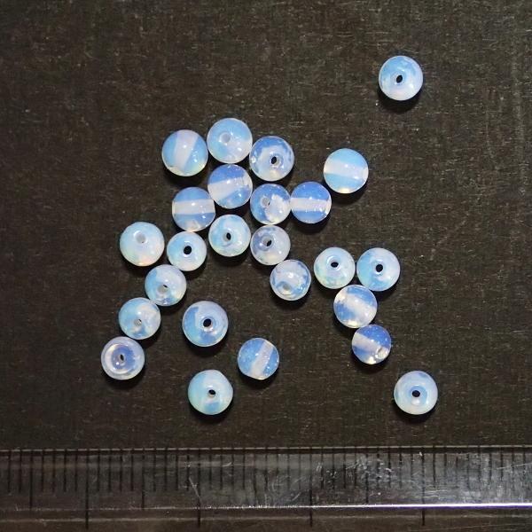 4286-天然石 4mm丸玉 人造ホワイトオパール 25粒 |  | 01