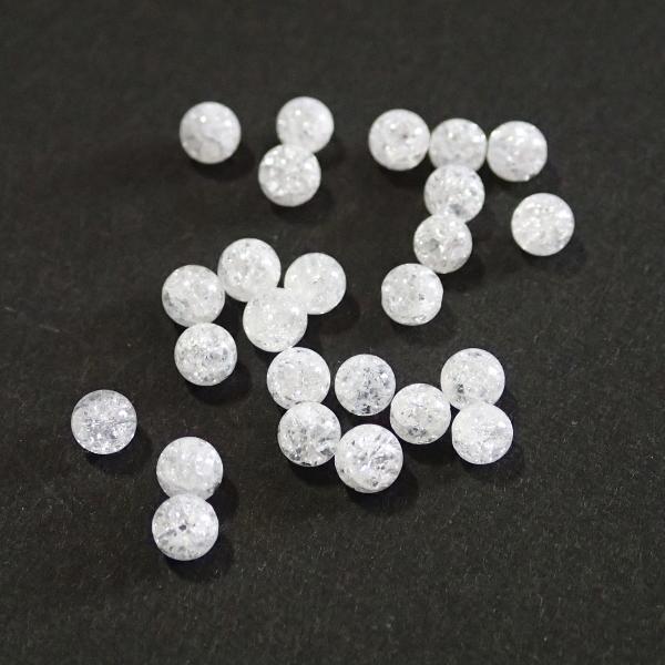 4289-天然石 4mm丸玉 ロッククリスタルアイスフレーク 25粒 | 