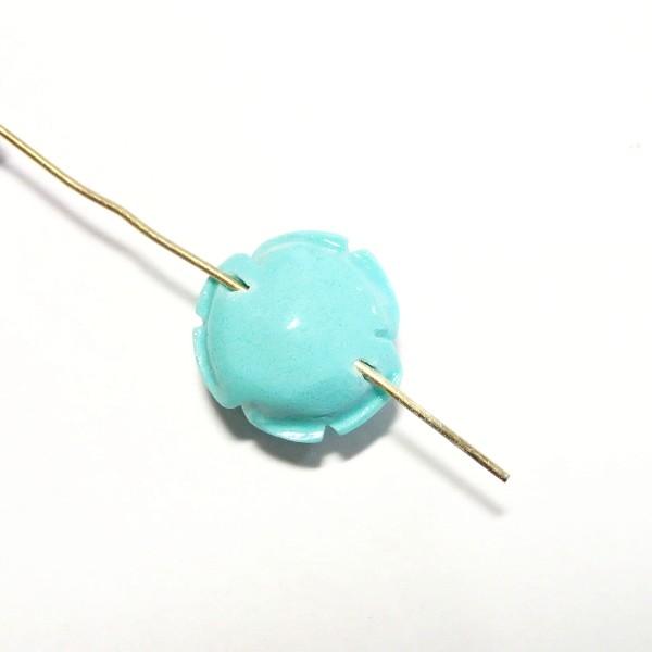 4301-【人造コーラル】　薔薇　ブルーグリーン　横ホール　１６mm　１個 |  | 01