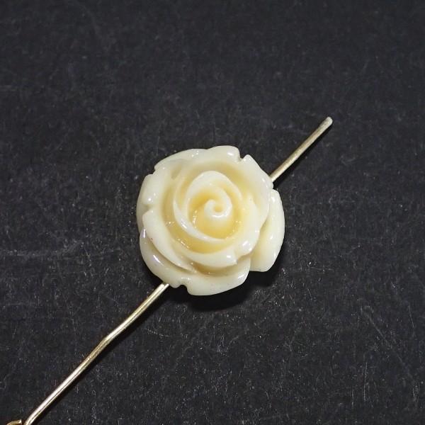 4309-【人造コーラル】　薔薇　クリーム　横ホール　１６mm　１個 | 