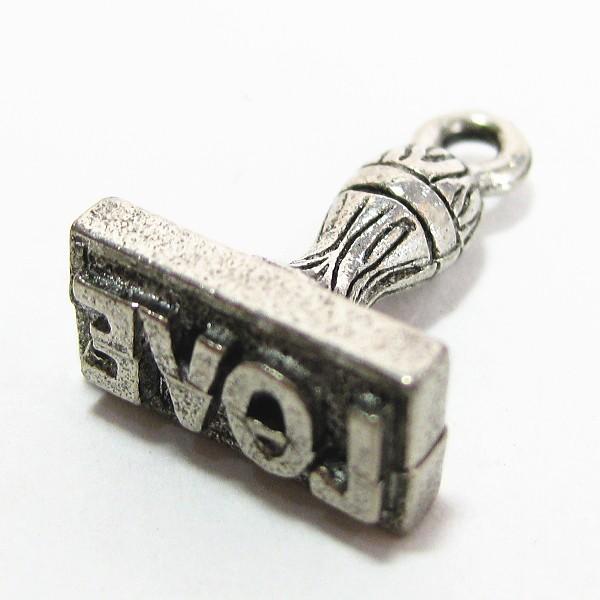 4314-【ＮＹピューター】　スタンプ　チャーム　銀古美　１３mm　５個/１セット | 