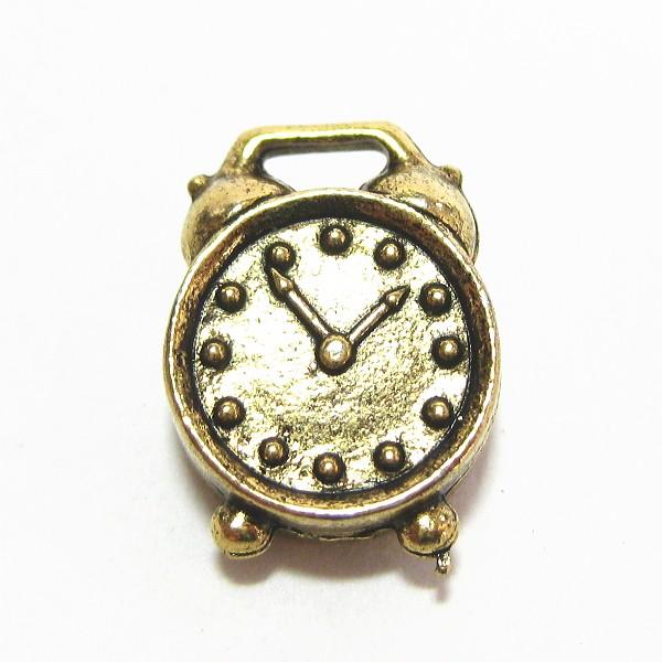 4337-【ＮＹピューター】　めざまし時計　チャーム　金古美　１２mm　５個/１セット | 