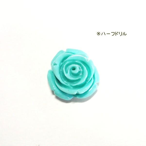 4344-【人造コーラル】　薔薇　ブルーグリーン　ハーフドリル　１６mm　１個 | 