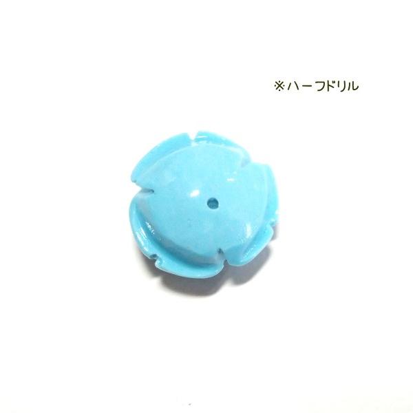 4366-【人造コーラル】　薔薇　ターコイズブルー　ハーフドリル　１６mm　１個 |  | 01