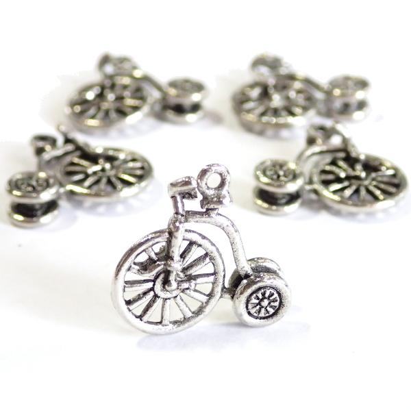 4432-【ＮＹピューター】　自転車　チャーム　銀古美　１８mm　５個/１セット |  | 01