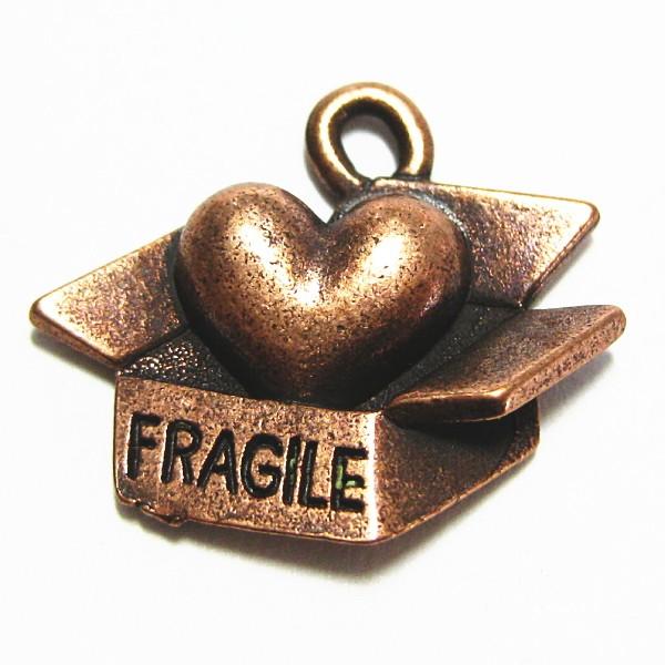 4491-【ＮＹピューター】　箱入りハート　チャーム　銅古美　１９mm　５個/１セット | 