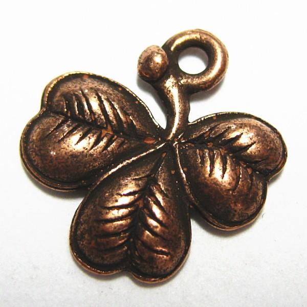 4565-【ＮＹピューター】　三つ葉のクローバー　チャーム　銅古美　２０mm　５個/１セット | 