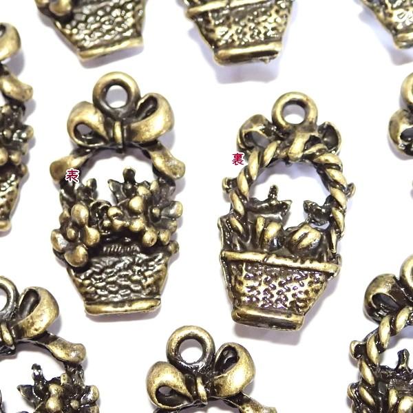 4599-花かごチャーム 真鍮古美【10個】 |  | 01