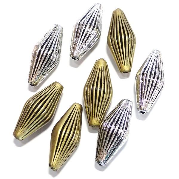 4680-『アクリル』　ロングバイコーン　２色ミックス　３１x１４mm（ホール２mm）　８個/１パック | 