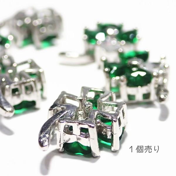 4735-ジルコニア 四葉のクローバー チャーム エメラルド クリスタル ハート　１１mm【1個】 |  | 02